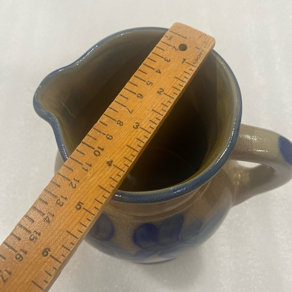 Beaumont Brothers Pottery 9” Salt Glazed Pitcher With Handle Blue Heart Design - Picture 7 of 10